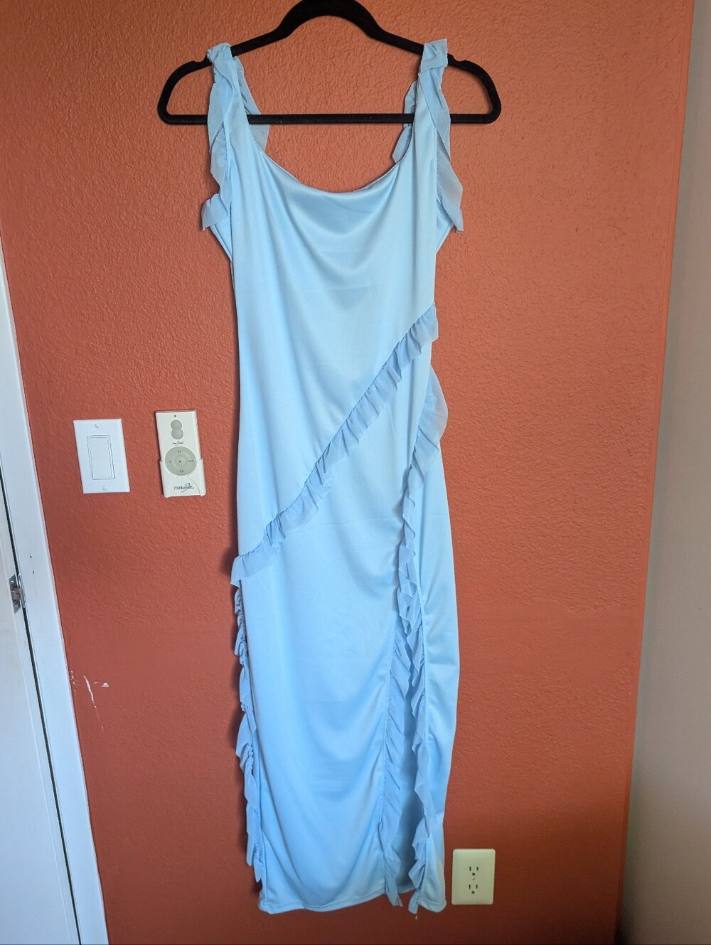 Light Blue Ruffle Midi Dress